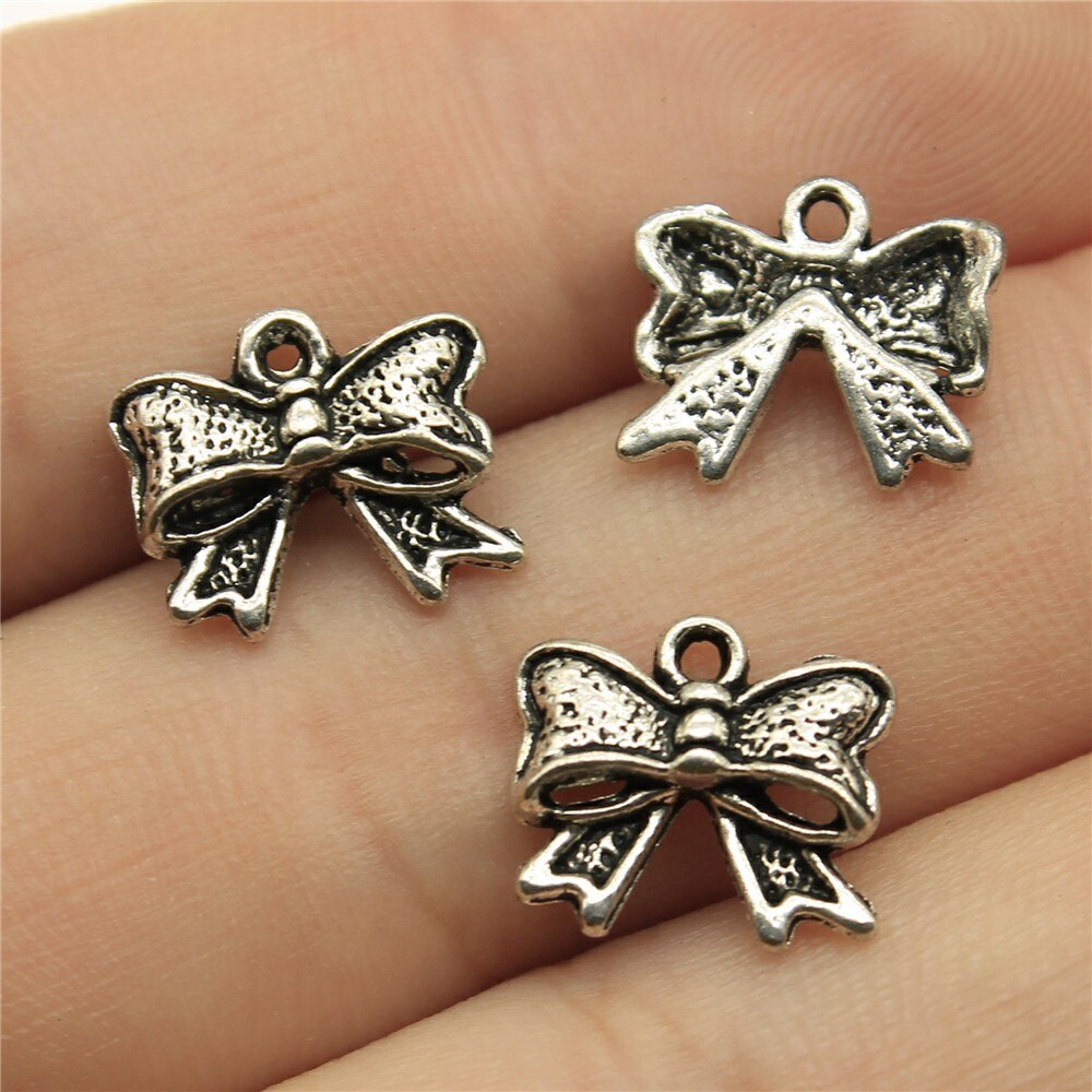 20Pcs Charms Tiny Boog Antiek Zilver Kleur Strik Charms Sieraden Bevindingen Diy Strik Charms: B12319-11x10mm