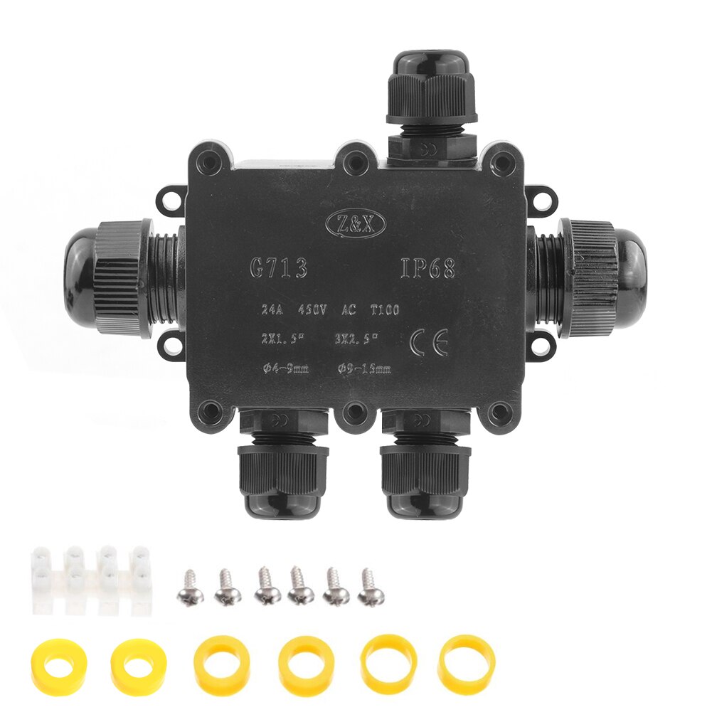 Junction Box IP68 Waterproof UV Sunproof Outdoor Multiple ways Plastic Electrical Junction Box Case Cable Wire Connector Protect: 5 Way