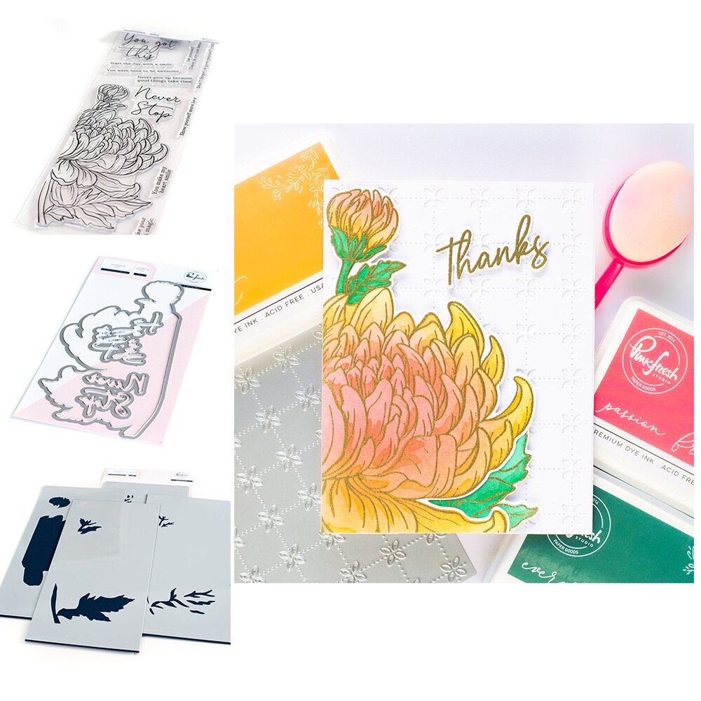 Neueste Blumen- Kette Tulpe Liebe Herzen Sterne Geo Fliesen Druck Chrysantheme Lilie Rahmen Metall schneiden Stirbt Briefmarken Schablone Heißer Folie einstellen: Y3437-A einstellen-3Stck