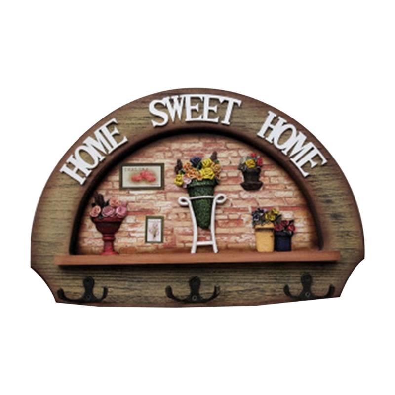 Mediterrane Stijl Retro Hout Kleerhanger Muur Gemonteerde Kapstok Sleutelhouder Hoed Sjaal Handtas Opslag Hanger