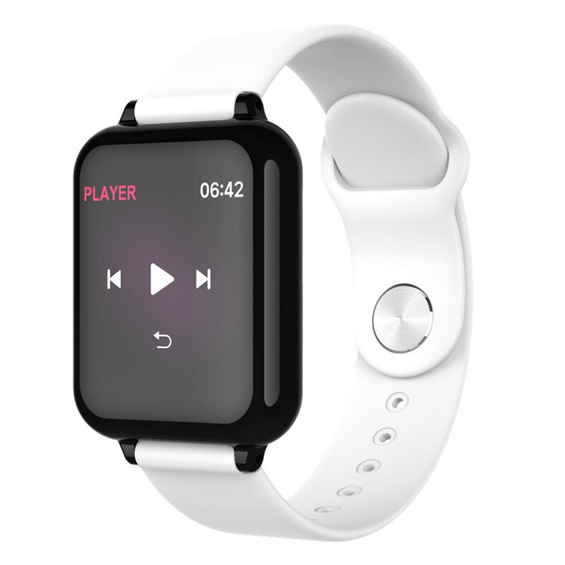 B57 tela colorida inteligente display freqüência cardíaca pressão arterial esportes pulseira ip67 à prova dip67 água informação push watch: White