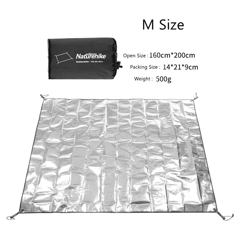 Naturehike Aluminum Foil Floor Mat Ultralight Multi-Function Mat Waterproof Mattress Sun Shelter For Outdoor Camping Hiking: M Size