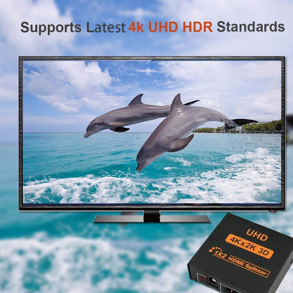 HDMI Splitter,1 in 2 Out HDMI Splitter Ver 1.3 Certified, 1x2 HDMI Splitter, HDMI Switch Box, Full HD 4K 1080P & 3D Support