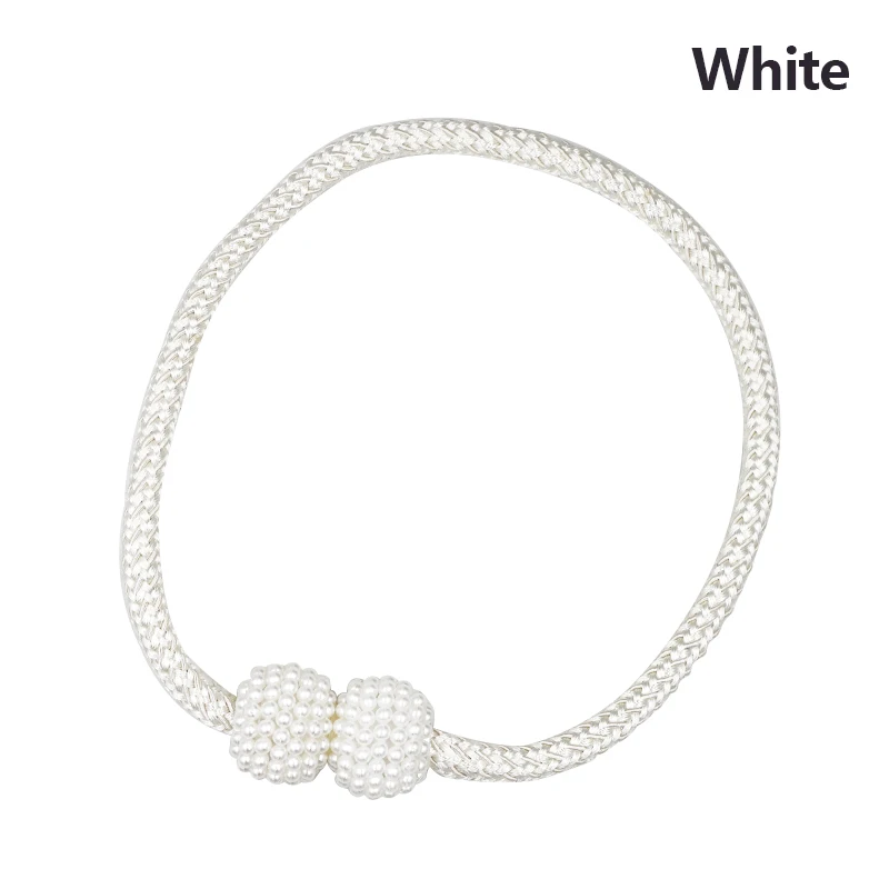 Porte-rideau magnétique perlé, supports de rideau, clips de structure arrière, boule de confrontation, accessoires de décoration, 2 pièces: WHITE / 30-35cm