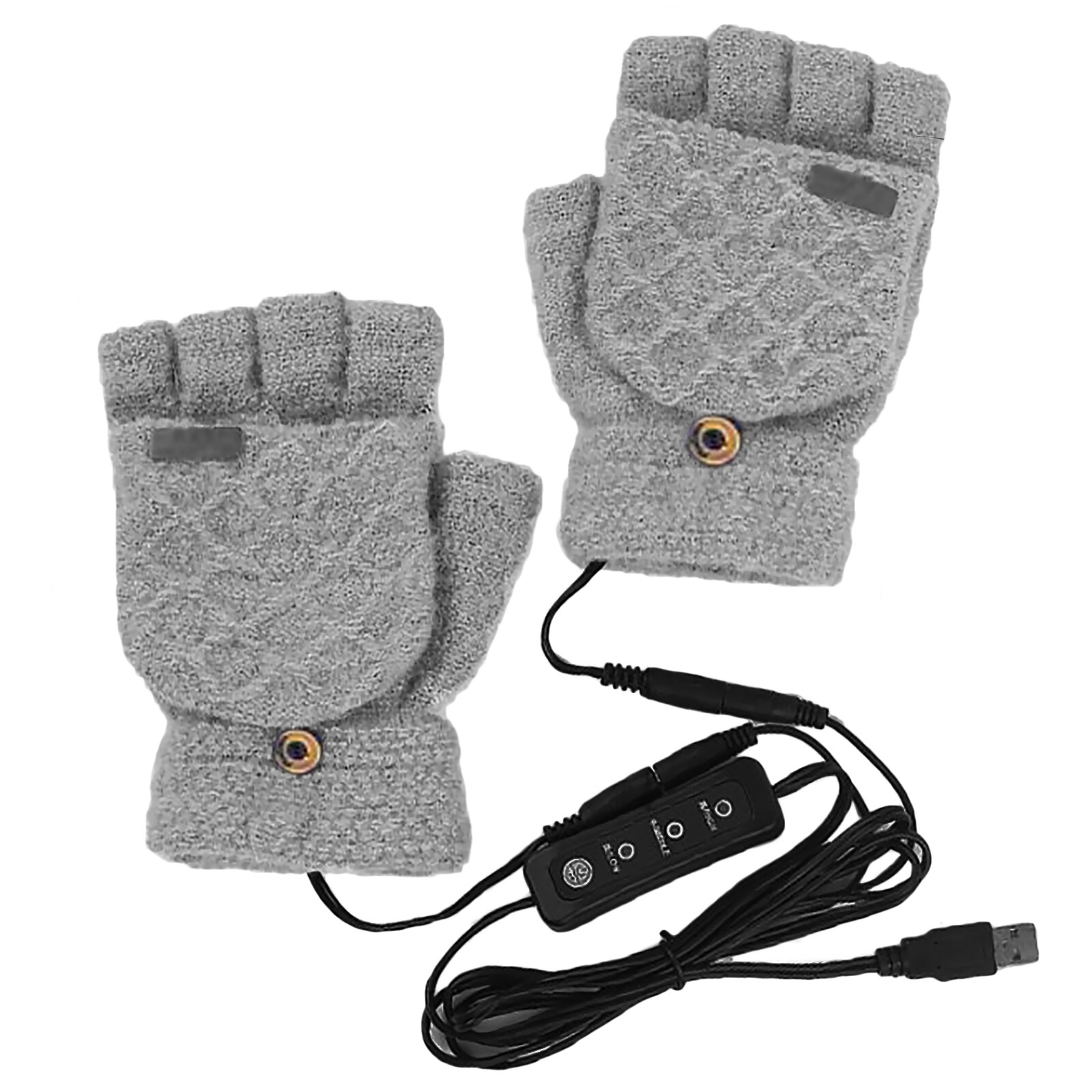 Breathable USB Heated Gloves Winter Heated Gloves Men and Women Warm Knitting Gloves For Home Office Use: Gray