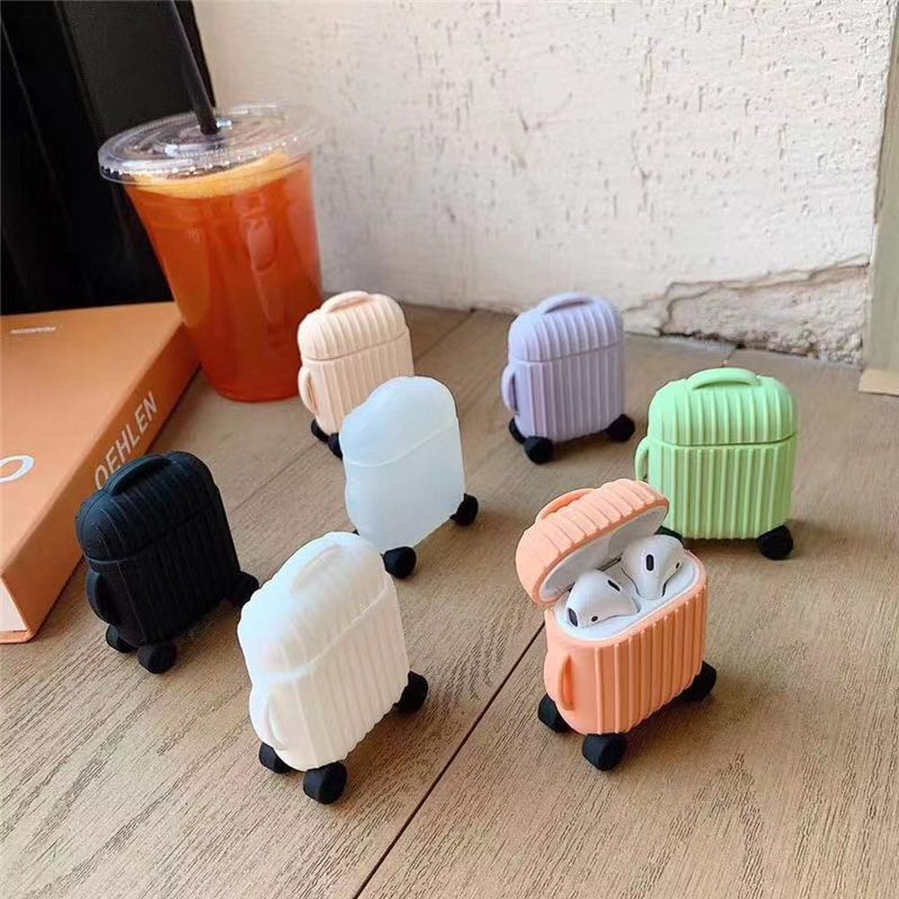 luxury For AirPods Case mini trunk box Earphone Accessories Case funda Cute Simple headphone silicon Cover For Air pods 1/2 case