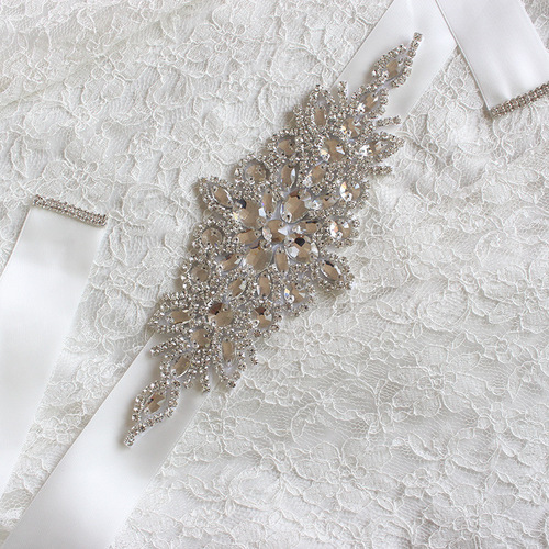 SHTGOI Damesriem parels strass bruidsriem bloem satijnen lint bruiloft tailleriem bruid bruidsmeisje sjerp roos trouwjurk tailleketting bruidssieraad accessoires voor jurk 270 cm donkergroen