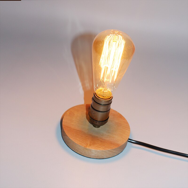 Wooden Aluminum Table Lamp Retro Loft Desk Edison Bulb 110V/220V Night Light Office lamp Bedroom/Living Room/Cafe Lam