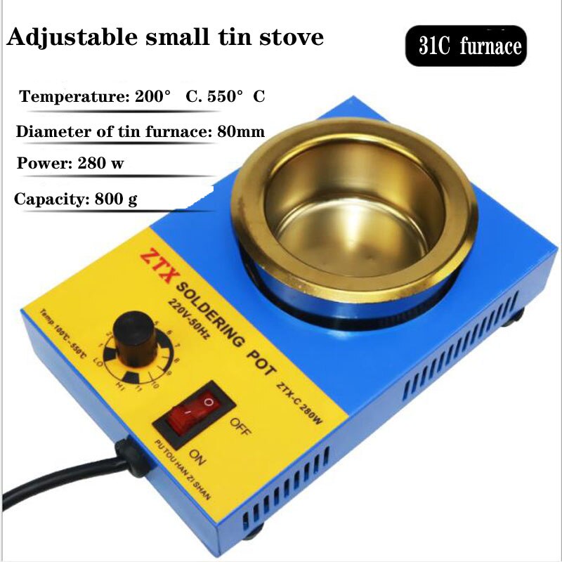 Horno de fusión de estaño pequeño de , temperatura ajustable, redondo, 80mm, 100m de diámetro, venta directa de fábrica: 31C