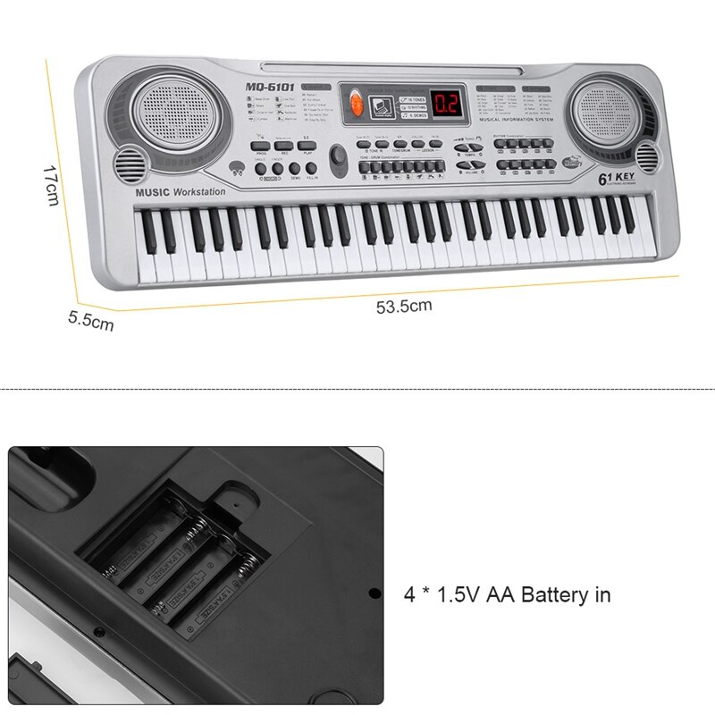 61-Key Keyboard Piano Piano Led Instrument Keyboard 21-Inch Music Education Double-Row Electronic Piano Children Beginner Electr