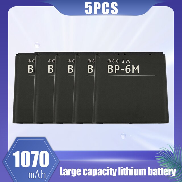 Batería de litio de repuesto para móvil, pila de 1070mAh, BP-6M, BP, 6M, BP6M, para Nokia 6233, 6280, 6288, 9300, N73, N93, 3250, 6290, 1-20 Uds.: 5PCS