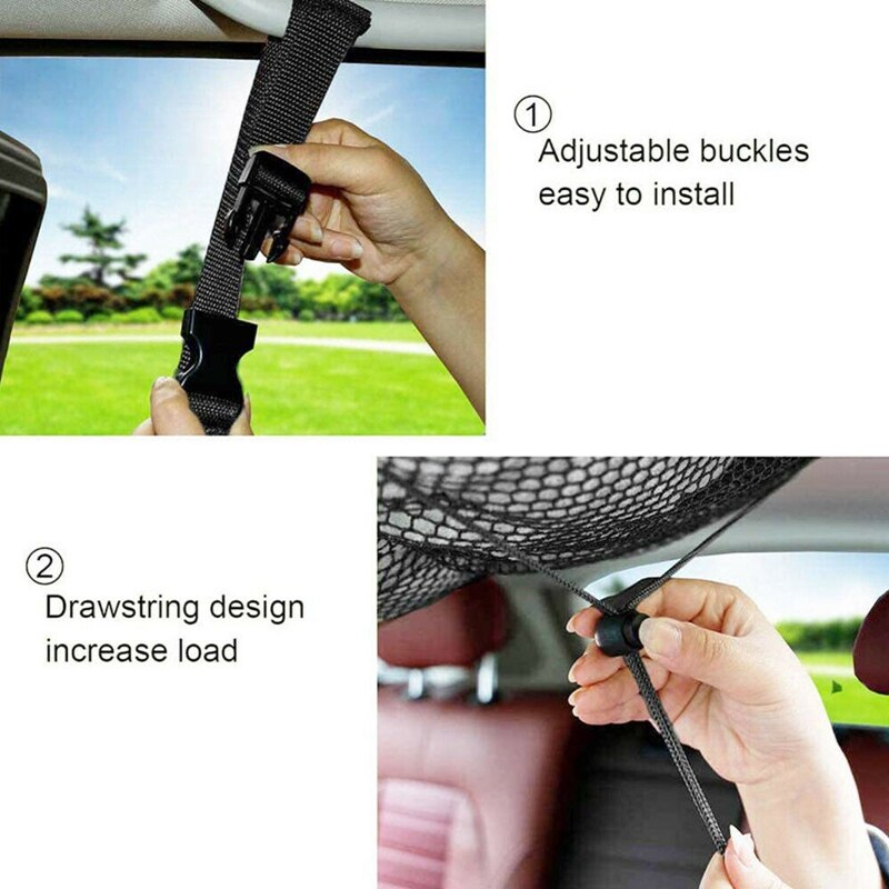 Auto Universal Car Trunk Cargo Net Mesh Drive Organizer Ceiling Storage Net Pocket Roof Interior Bag Multifunction