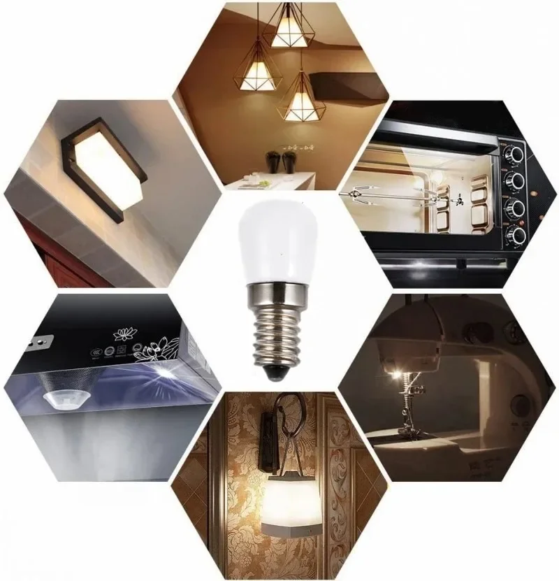 20/1Pcs E12 E14 Light Bulbs Mini LED Refrigerator Light Bulbs 220V Refrigerator Lamps Screw Bulb for Home Decor Display Cabinets