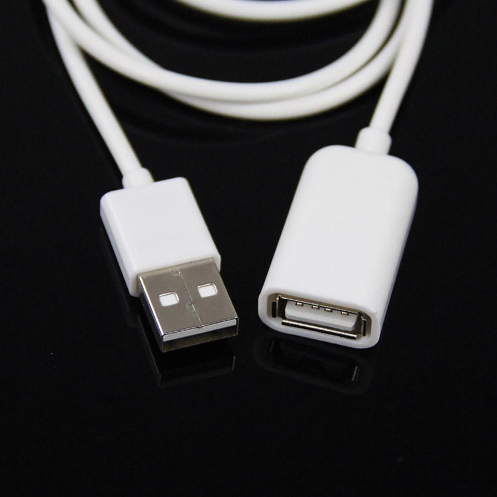 White PVC Metal USB 2.0 Male to Female Extension Adapter 1m Cable 3Ft Cord W5M5