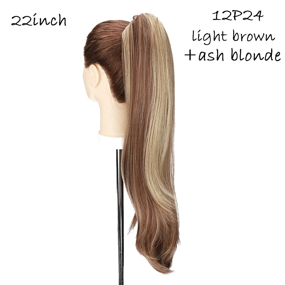 HAIRRO-extensiones de cabello sintético para mujer, extensión de cola de caballo con Clip, 22 pulgadas: 12P24