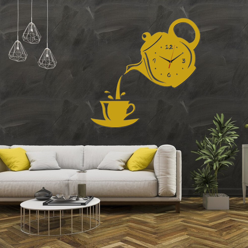 Removable Modern 3D Wall Clock Sticker Set Home Office DIY Wall Sticker Decal for Household Bedroom Decoration