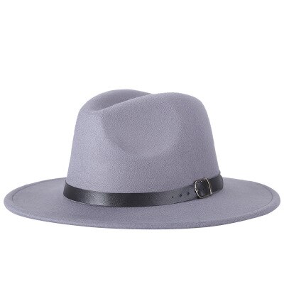 Fedora hat mænd kvinder imitation uldne vinter kvinder filthuer mænd sort top jazz hat fedoras chapeau sombrero mujer: Grå