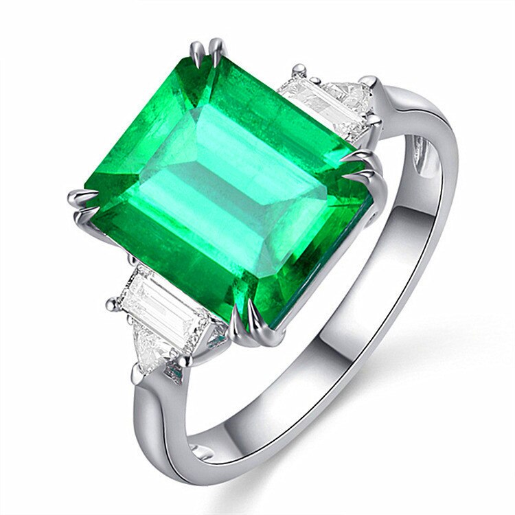 Vintage Vrouwelijke Groene Zirkonia Steen Ring Leuke Zilveren Kleur Liefde Solitaire Engagement Ring Plein Trouwringen Voor Vrouwen