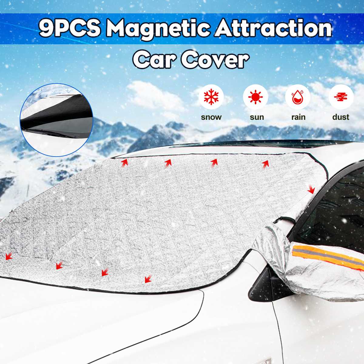 Magnets Universal Car Windshield Mirror Reflective Bar Cover 5 Layers Thicken Sun Shade Protector Winter Snow Ice Rain Dust