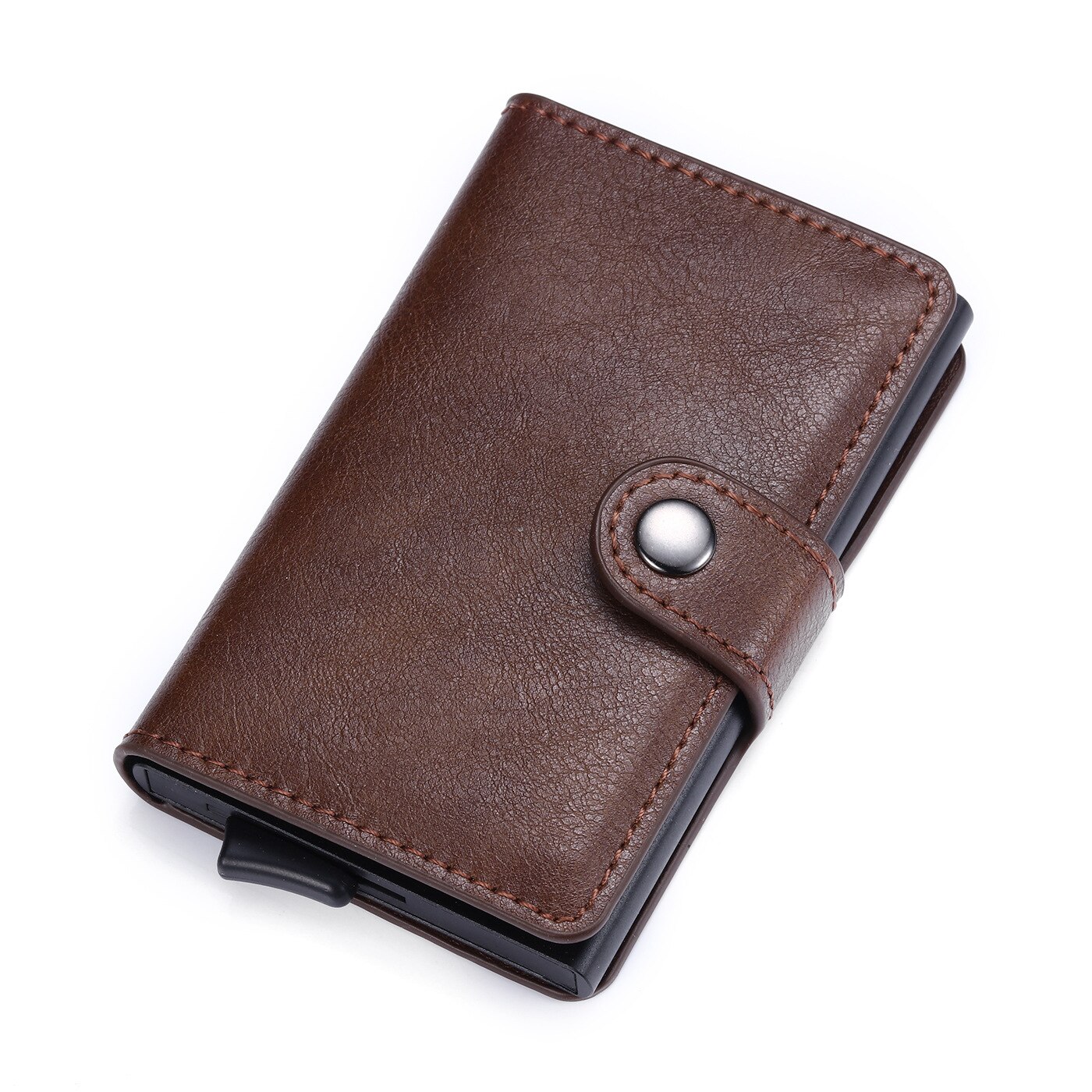 RFID Anti-theft Swipe Credit Card Holder Men's Business Accessories Card Protective Sleeve Wallet Metal Bank Credit Card Bag: Coffee 001