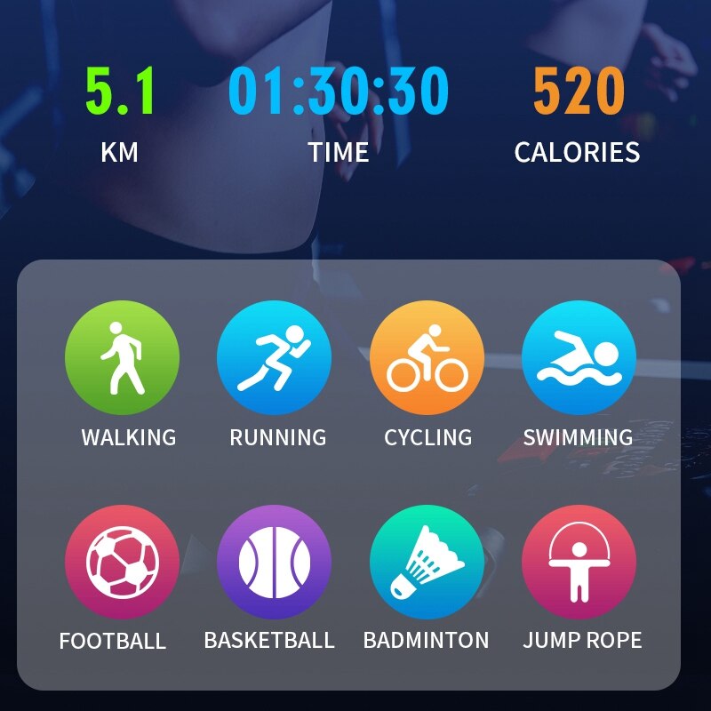 Smartwatch  ys18- band 5 atm waterdicht smartwatch dynamische hartslagmeter bloeddrukmeter voor iphone android sportgezondheidshorloge