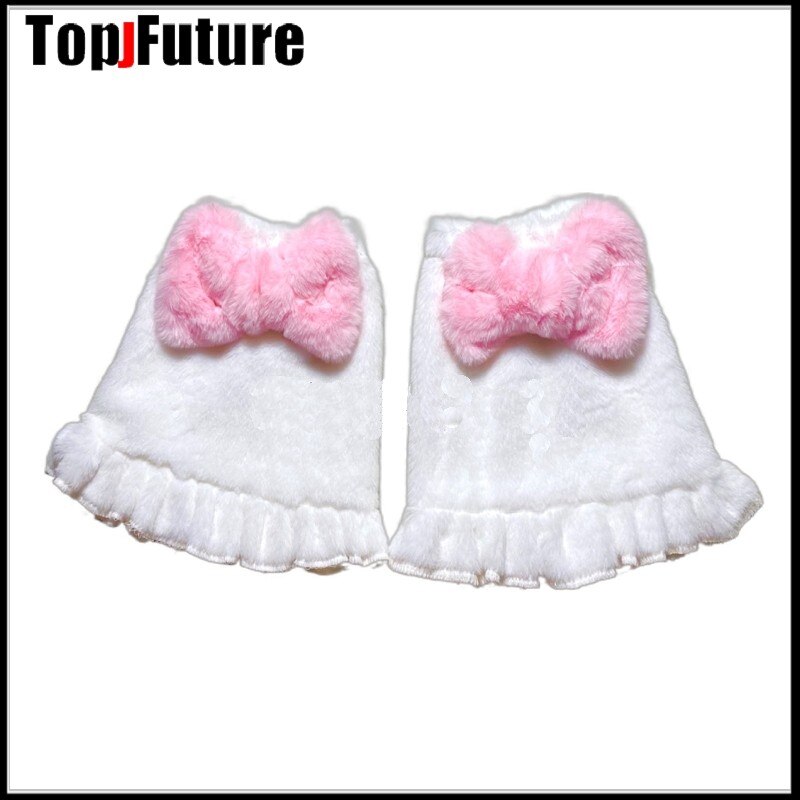 Harajuku Punk sweet lolita big bow Leg Warm Socks Women Winter Warmer Foot Cover Streetwear Leg warmers: short 25cm white