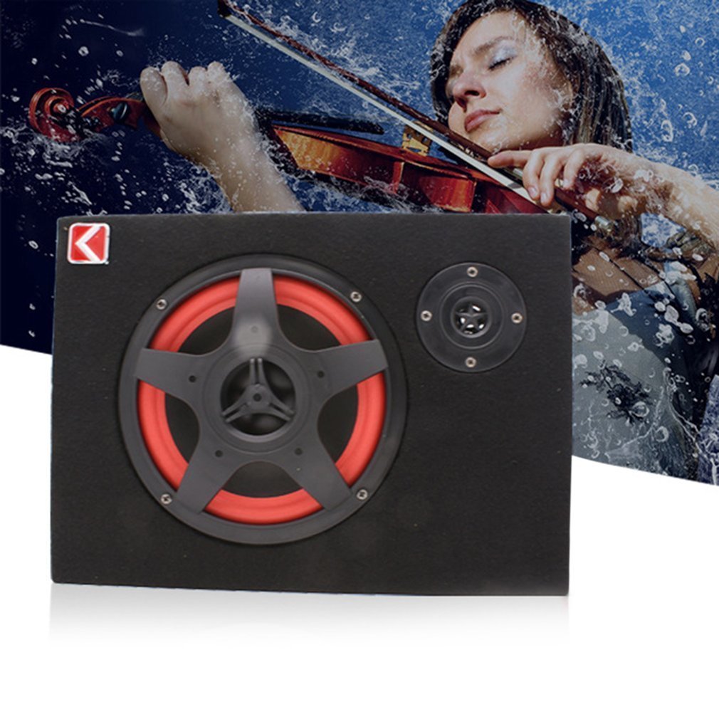 350W Under-Seat Car Compact Subwoofer Amp Bass Speaker Powerful Audio Amplifier with Remote Subwoofer Control 6 Inch US Plug