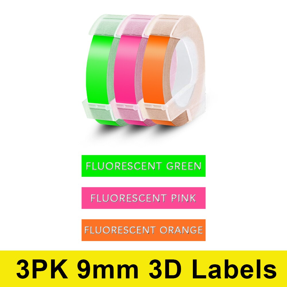 Labelwell 10 sztuk Multicolor kompatybilny dymo 3D tłoczenie taśmy 9mm DIY plastikowe tłoczenie etykiety do drukarki Dymo 1540 Motex E101: 3PK-02