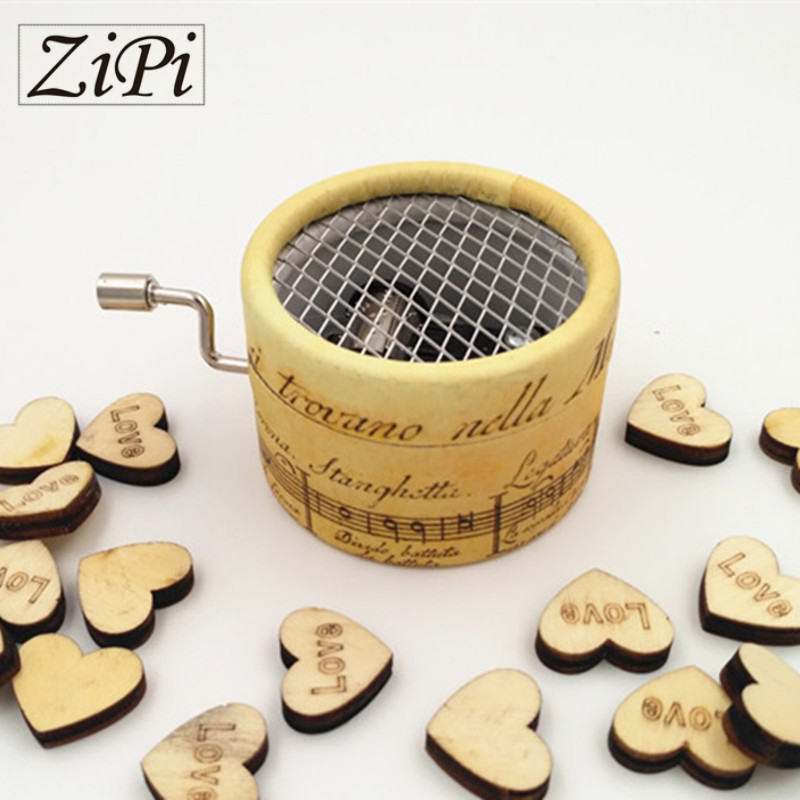 Zipi-caja de música de papel con manivela redonda, 18 toneladas de movimiento de caja musical artesanal, música romántica, de Navidad y cumpleaños