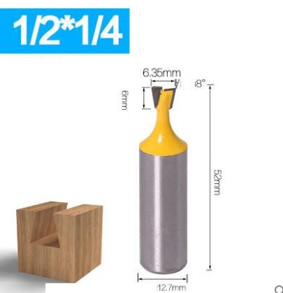 1pc 1/2" 1/4" Shank Rod Dovetail Router Bit Swallow Tail Woodworking Etching Milling Tools For Wood Cutter: 8