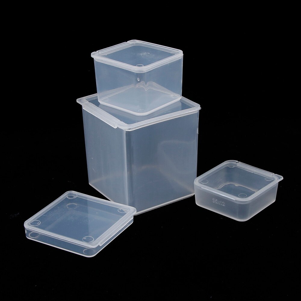 1 ud. Caja cuadrada pequeña caja de plástico transparente cajas de almacenamiento para herramientas DIY Nail Art accesorios de joyería cuentas piedras artesanales caja contenedor