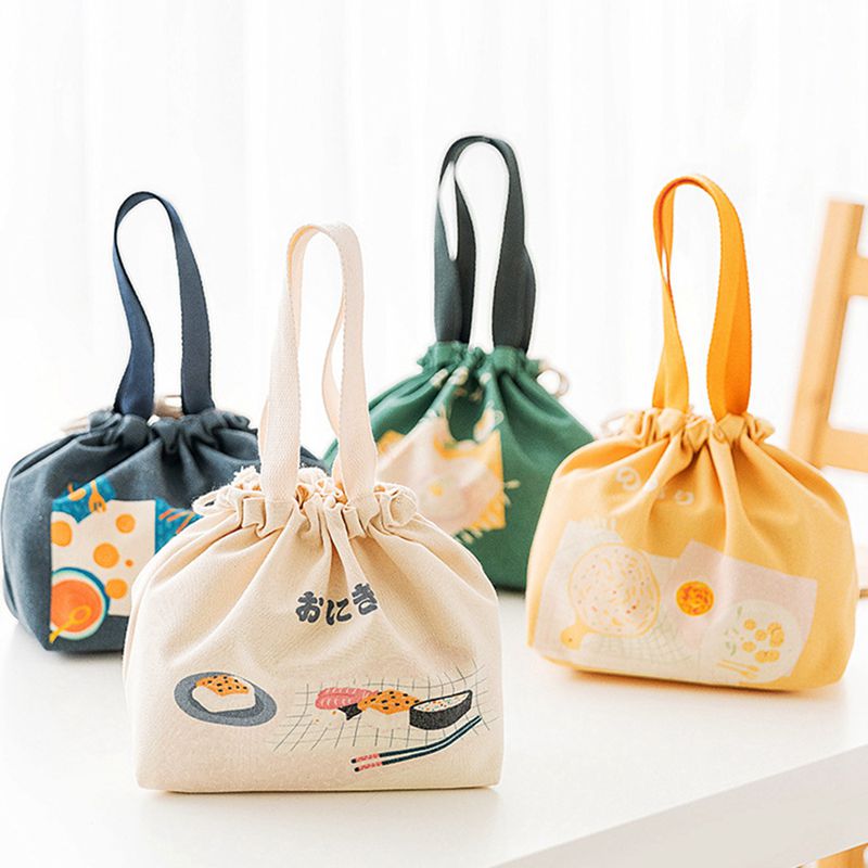 Japanese-style Lunch Food Box Bag Portable Thermal Insulation Canvas Lunch Box Bags Lunch Box Tote Food Bags Home Products