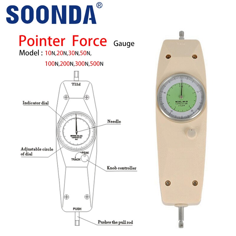 Digital Pointer Force Gauge Spring Tension Pressure Gauge Testing Machine Electronic Dynamometer NK-10N-500N Tension Tester