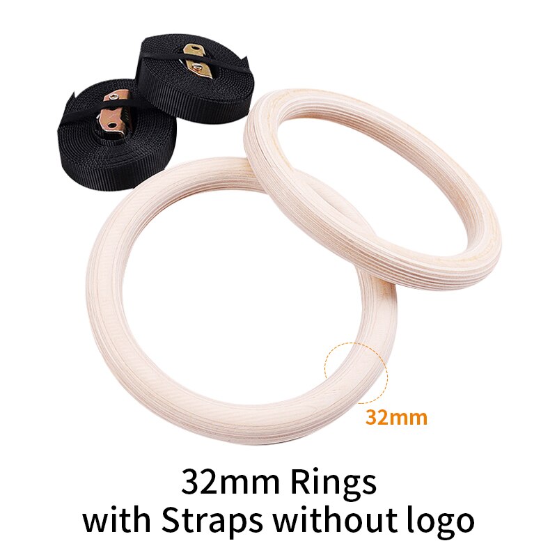 Trä gymnastikringar 32/28mm dia olympiska gymringar för hemmagym fitness bra för din muskelbyggande ab träningsstyrka: 32mm ställa in ingen logotyp