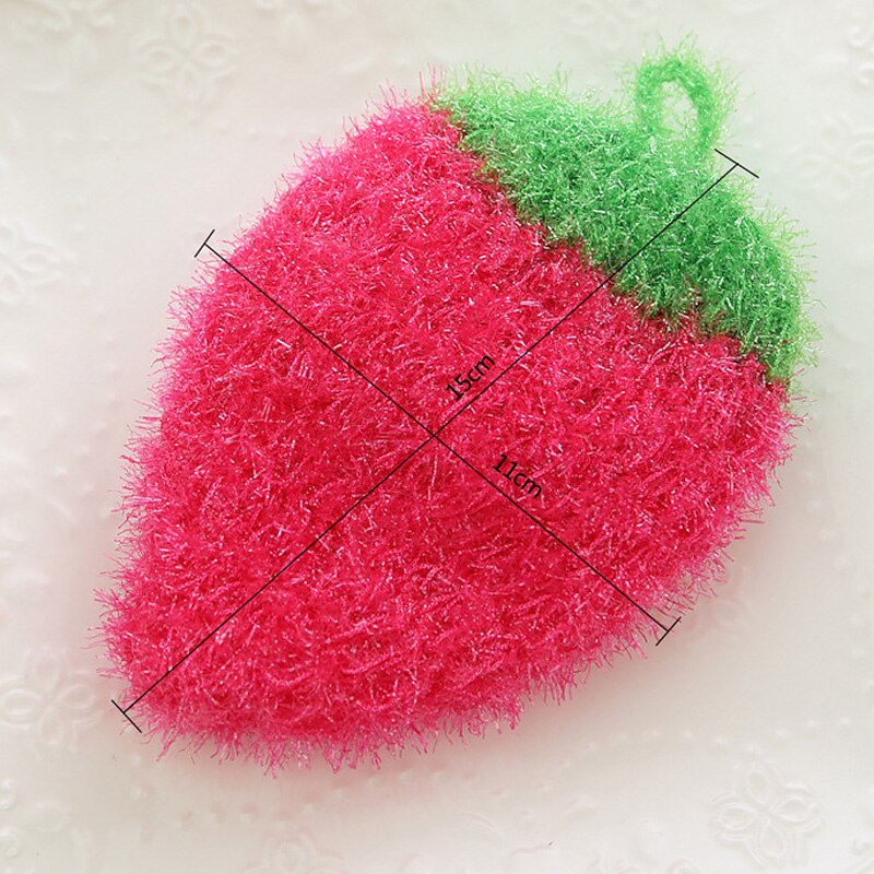 1Pc Strawberry Polyester Yarn Dish Cloth Kitchen Cleaning Brush Dishwashing Brush Cleaning Brushes Pot Pan Sponge Scouring Pads