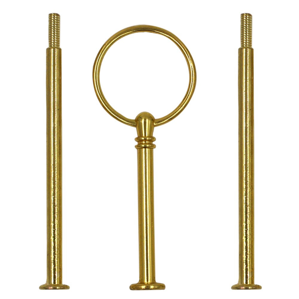 Multi-style 3 Tier Cake Plate Stand Handle Fitting Hardware Rod Plate Stand: round golden