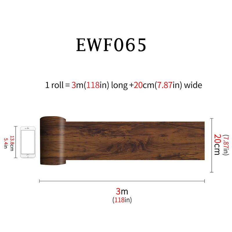 20x300cm Waterproof PVC Vinyl Wood Grain Self Adhesive Wallpaper Kitchen Living Room Wall Floor Stickers: C