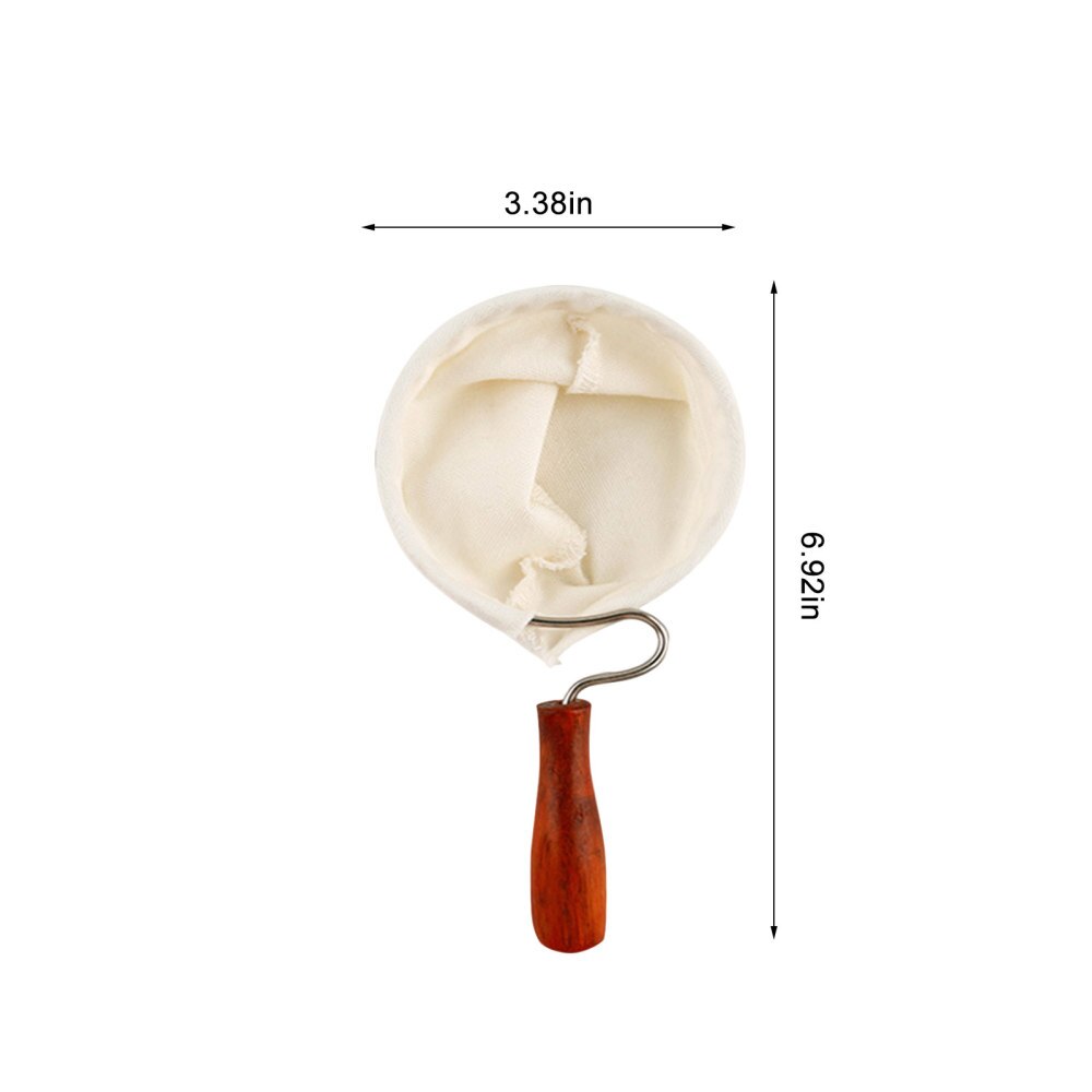 Reusable Coffee Filter Bag Cloth Handmade Coffee Filter Strainer With Wood Handle Filter Pack Pot Flannel Cloth Mesh Basket Tool: 86MM