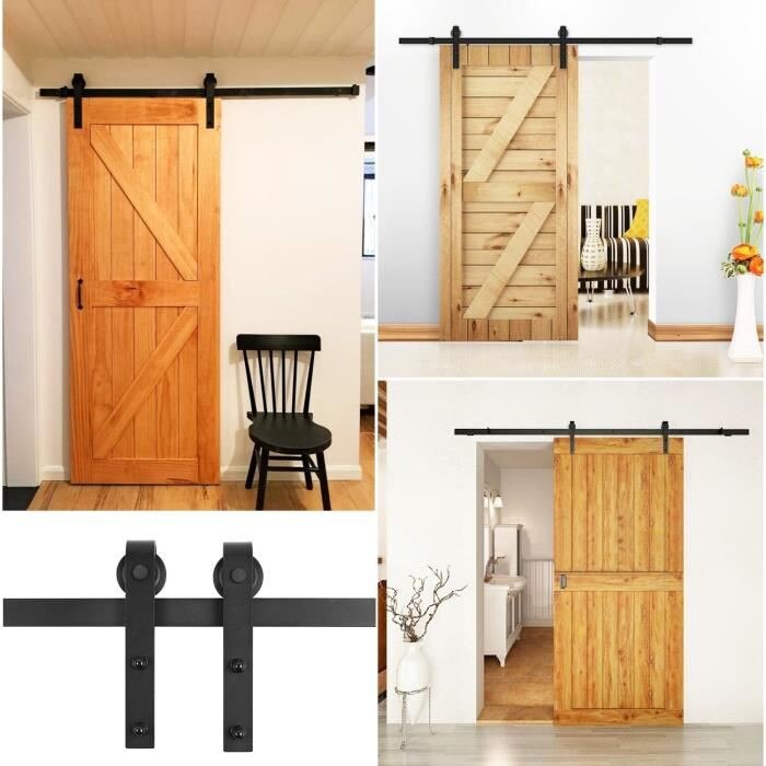 Rueda Industrial de radios Vintage de 200CM, riel colgante de madera deslizante para Granero, armario Interior de cocina, herrajes para puerta de Granero, pista HWC
