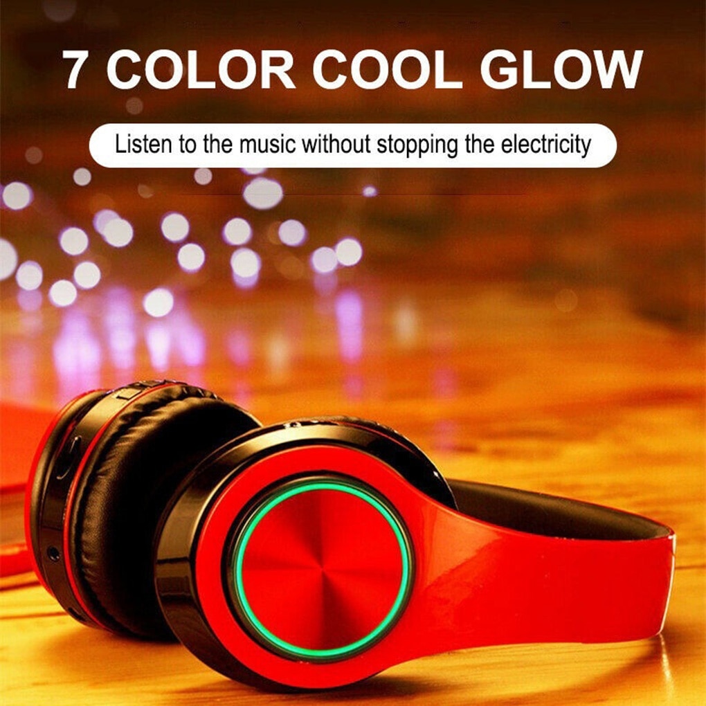 B39 Portable Folding Wireless Bluetooth Headphones LED Colorful Breathing Lights With MIC Support TF Card Mp3 Player