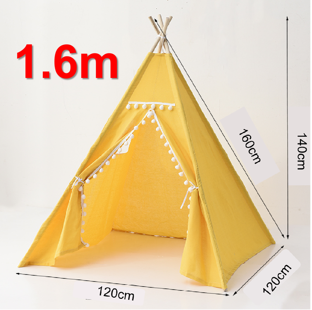 1,6 M Tragbare freundlicher Zelte Tipi Infantil freundlicher Wigwam Dekoration Spiel Haus Picknick Zelt Spielhaus Teppich Matten Spielzeug Burg: AZ012-1.6Gelb