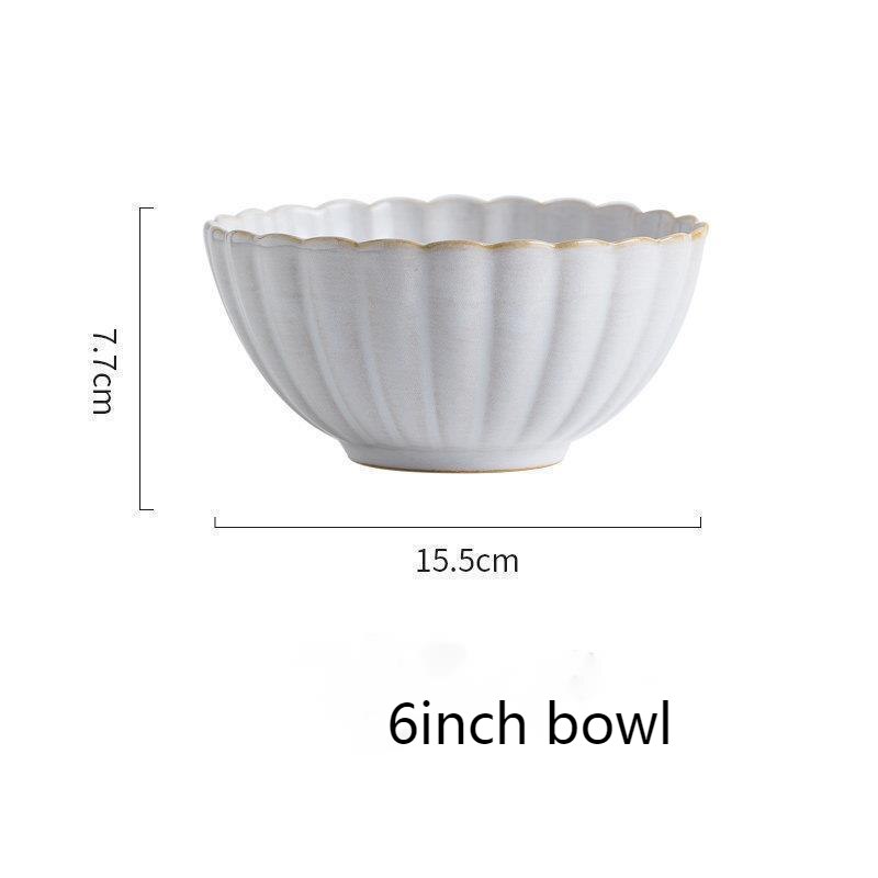 Juego de platos de cerámica blanca PARA CENA, plato para carne, ensalada, postre, desayuno, taza de café, Serie de vajilla de estilo nórdico: 6 Inch Bowl