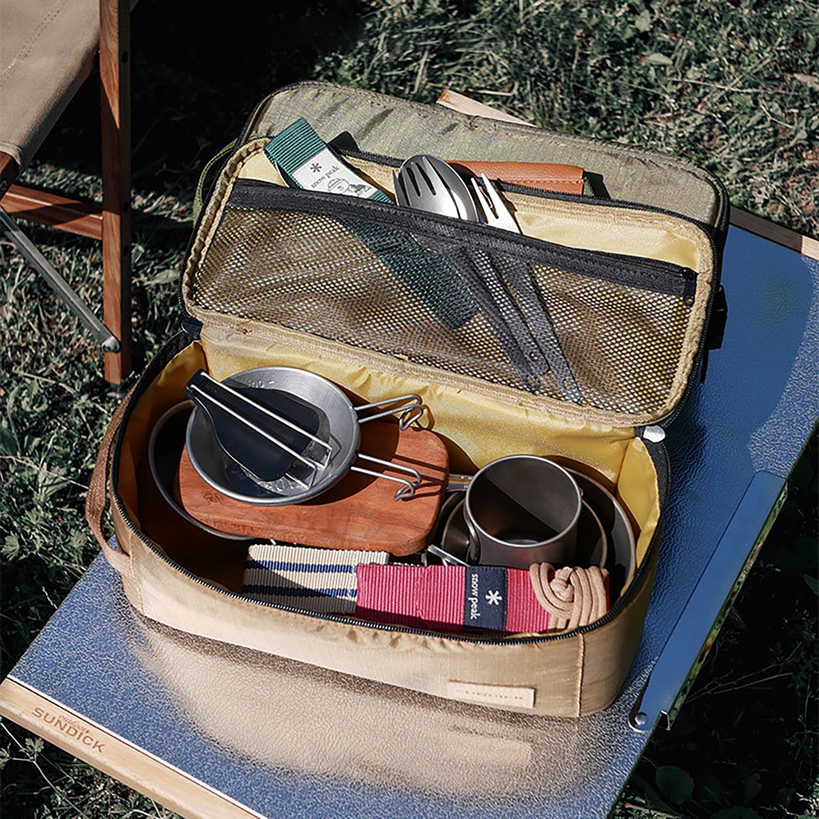 draussen-Picknick-Tragetasche, Aufbewahrungstasche für Geschirr, tragbarer Organizer für Kocher, Gasflaschen und Reisebedarf