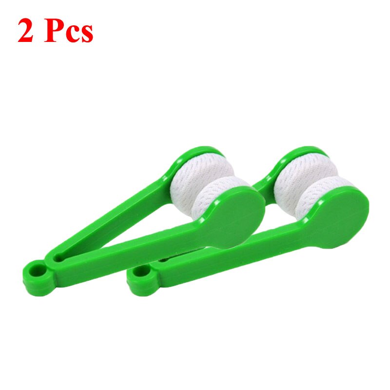 1-4Pcs/Set Portable Multifunctional Glasses Cleaning Rub Eyeglass Sunglasses Spectacles Microfiber Cleaner Clean Brushes: 2 Pcs Green