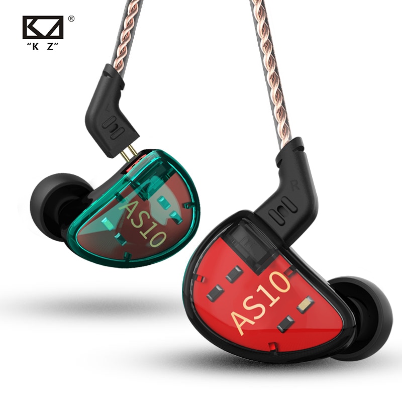 Kz AS10 Cyaan 5BA Balanced Armature Driver Hifi Bass In Oortelefoon Monitor Game Headset Noise Cancelling Oordopjes