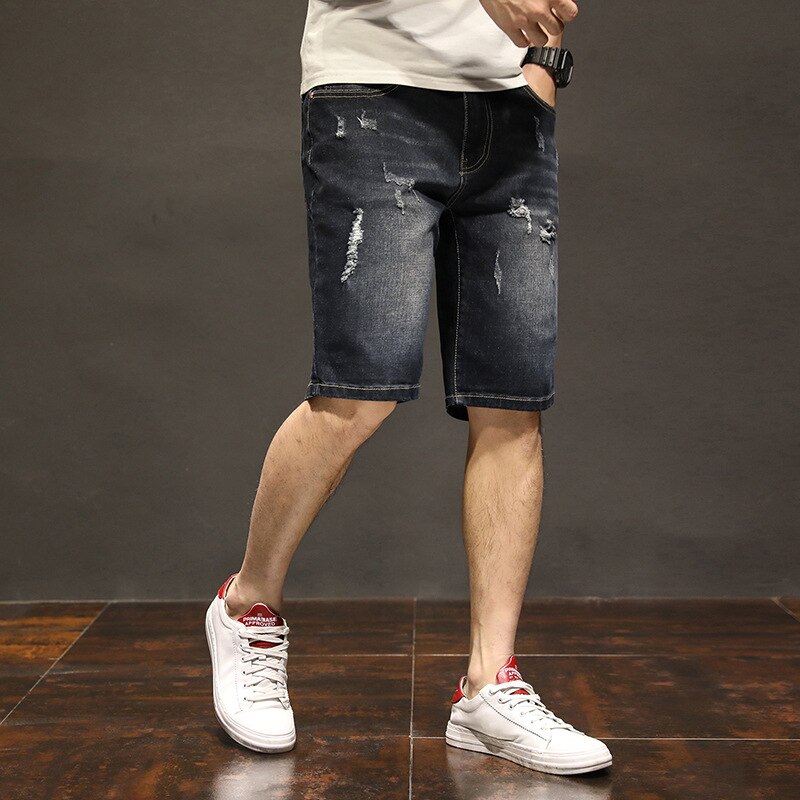 Plus Zise 42 44 46 hommes droit court jean Style classique décontracté Stretch mince Denim Shorts homme vêtements noir 7XL