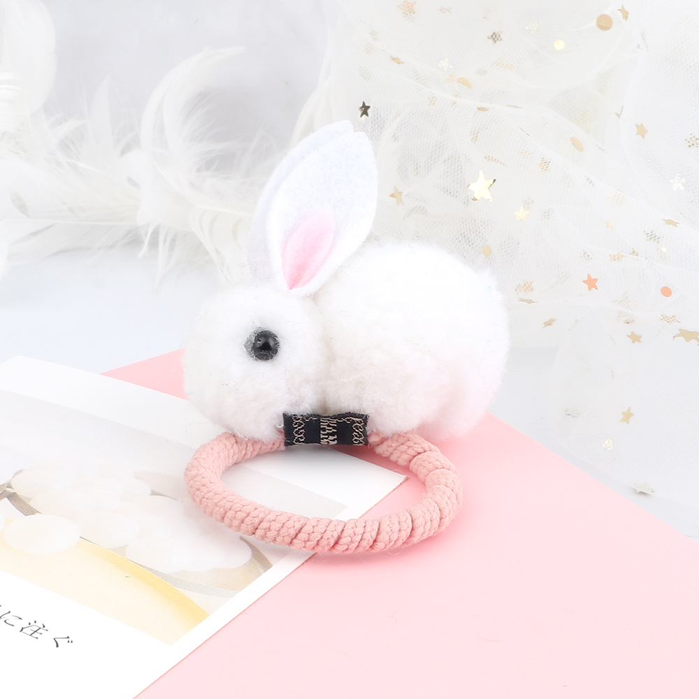 Bandes de cheveux en peluche lapin doux, accessoires, attache élastique, attache pour cheveux, Clip pour cheveux, pour femmes et filles: Black