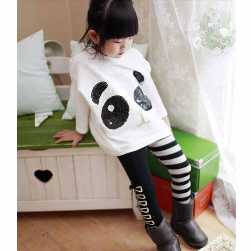 Leggins para niñas de primavera y otoño, pantalones bonitos para niñas, pantalones a rayas blancas y clásicas con lazo para 2 ~ 7 años