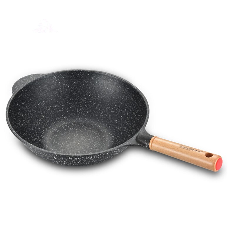 Pan Maifan Stone Wok Anti-aanbak Pan Geen-Rook Inductie Fornuis Gasfornuis 32/34Cm Stirfry Ijzeren Pot koken Pot Keuken Potten Cauldron