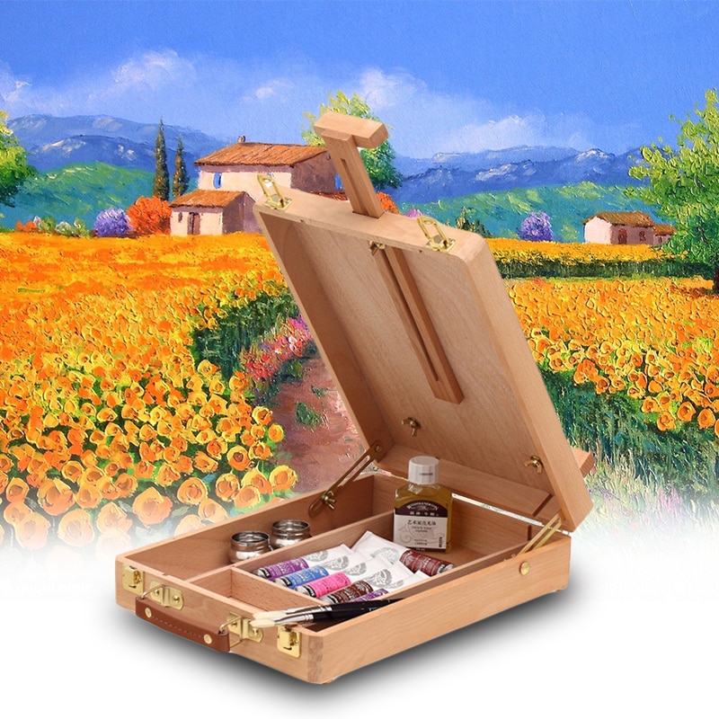 Multifonctionnel peinture valise étudiant en plein air croquis Portable filet bureau chevalet peinture accessoires Art fournitures
